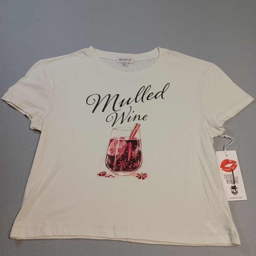 Wildfox Mulled Wine Jamie Graphic T-Shirt Fairest Jade Green Cotton WF006994 New